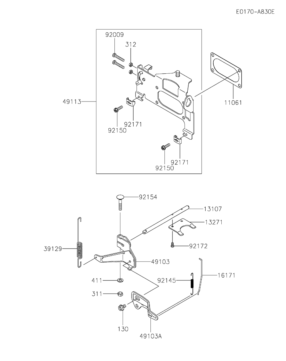 Fx921v-Ds13 Control Equipment Diagram and Parts List for FX921V-DS13  Cub Cadet Lawn Tractor